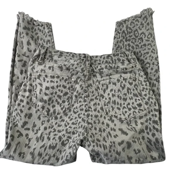 KanCan Womens Skinny Jeans Size 9 28 Gray Animal Print Raw Hem Ankle‎ Stretch - Picture 4 of 9